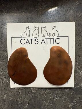 Cats Attic Bronze Abstract Disc Earrings